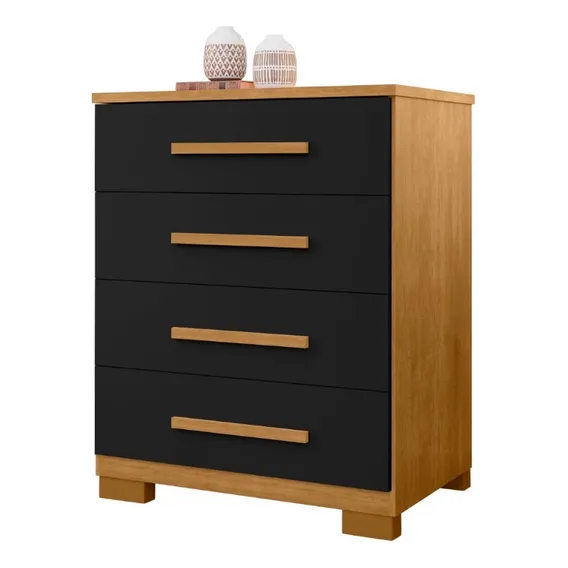 C么moda Thor 4 Gavetas Em Madeira Com Quatro Gavetas Preta Casa Lustre Foto 1