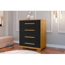 C么moda Thor 4 Gavetas Em Madeira Com Quatro Gavetas Preta Casa Lustre Foto mini 2