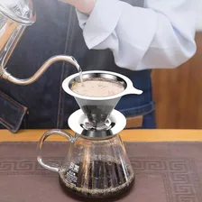 Coador de café Metodo V60 4 xícaras de aço inoxidável filtrado, cor cinza, aço Foto mini 3