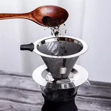 Coador de café Metodo V60 4 xícaras de aço inoxidável filtrado, cor cinza, aço Foto mini 4