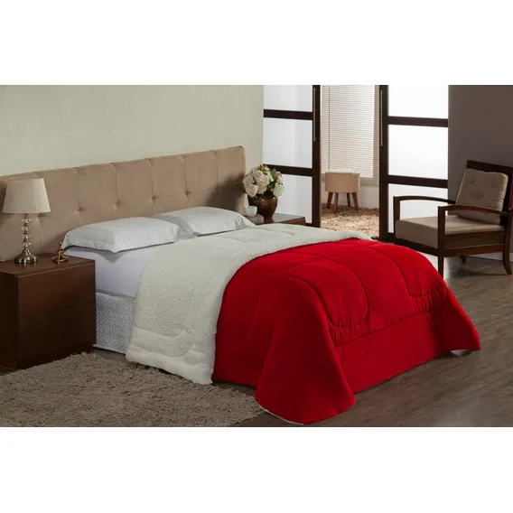 Coberdrom Casal Queen Sherpa De Carneiro Vermelho Foto 1
