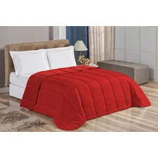 Coberdrom Edredom Casal Queen Felpudo Duas Face Cor Vermelho Desenho Do Tecido Liso Foto  mini 1