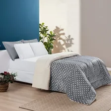 Coberdrom Grosso Solteiro Microfibra E Sherpa Lã Dupla Face Cor Poá Cinza Foto mini 3