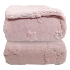 Cobertor Donna Laço Bebê Urso Relevo Sherpa Rosa Bebê Foto mini 1