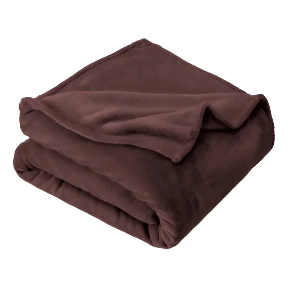 Cobertor Manta Fleece Microfibra Casal Toque Seda Marrom Foto 1