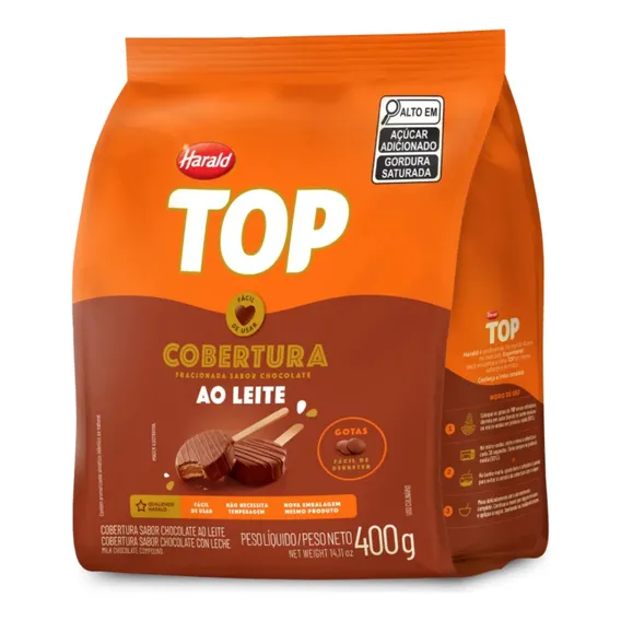 Cobertura Top Chocolate Ao Leite em Gotas 400g Harald Foto 1