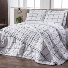 Cobre Leito Colcha Solteiro Classic 2 Pçs 160 Fios Algodão Cor Grid Foto mini  2