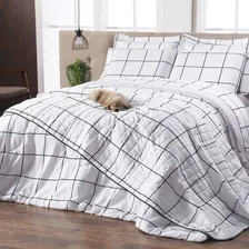 Cobre Leito Colcha Solteiro Classic 2 Pçs 160 Fios Algodão Cor Grid Foto mini 4