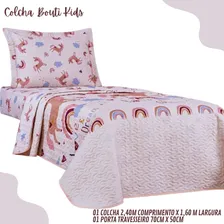 Cobre Leito De Solteiro Cobre Leito Infantil Colcha 02 Peças Cor Unicórnio Foto mini 4