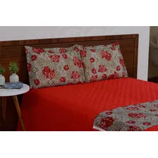 Cobre Leito Matelado Com Xale 4 Peças Vermelho Casal Foto mini 2