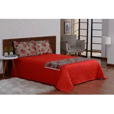 Cobre Leito Matelado Com Xale 4 Peças Vermelho Casal Foto mini 1