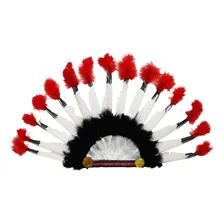 Cocar Índio Indígena Pena Festa Fantasia Cor Preto Branco Vermelho Foto mini 1