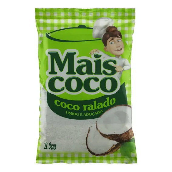 Coco Ralado Úmido Adoçado Mais Coco Pacote 1kg Foto 1