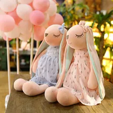 Coelhinha Pelúcia Naninha Bebê Orelhas Longas Vestido Azul 35 Cm Foto mini 4
