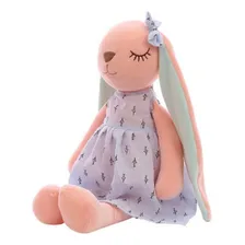 Coelhinha Pelúcia Naninha Bebê Orelhas Longas Vestido Azul 35 Cm Foto  mini 1