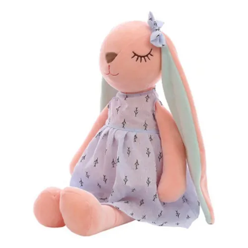 Coelhinha Pelúcia Naninha Bebê Orelhas Longas Vestido Azul 35 Cm Foto 1