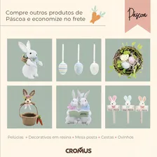 Coelhinho Com Flores Decorativo Em Poliéster 30x20 Cm Foto mini 3