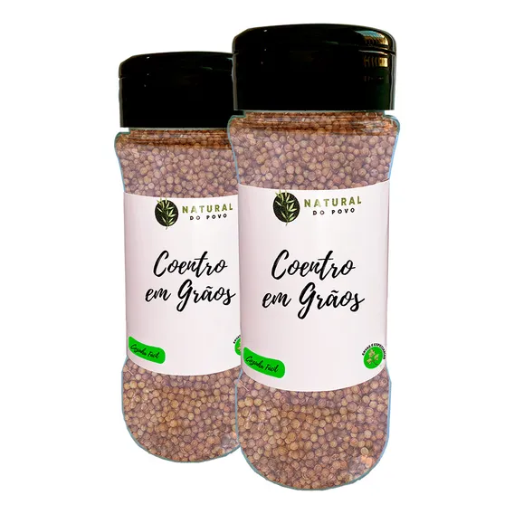 Coentro Em Grãos Kit 2 Pote Com Dosador Premium 40g Foto 1