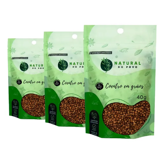 Coentro Em Grãos Premium Kit 3 Sabor Com Aroma Intenso 40g Foto 1