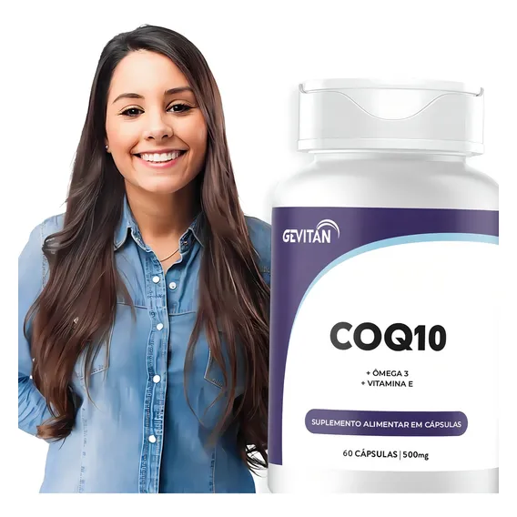 Coenzima Q10 + Ômega 3 + Vitamina E 500mg - Gevitan 60cps Sabor Sem Sabor Foto 1