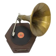 Cofre Gramofone Enfeite Metal Estilo Retr么 Vintage Foto mini 4