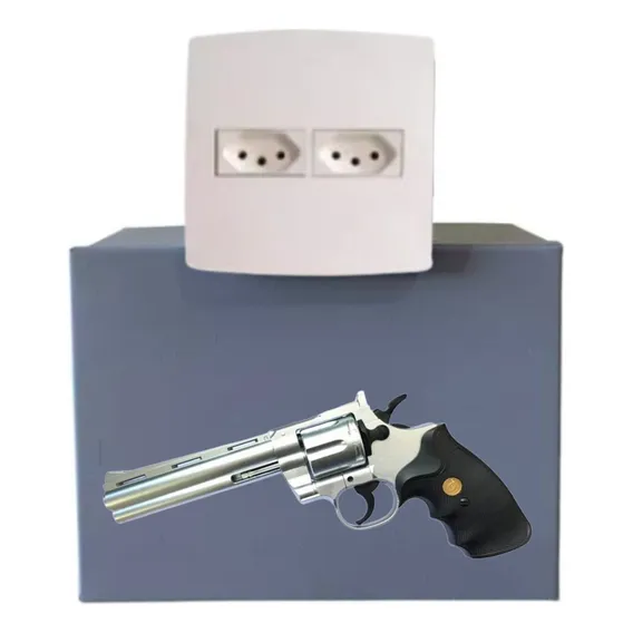 Cofre Invisível Tomada Embutir Com Fundo Falso Para Armas Cor Cinza Foto 1