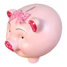 Cofrinho Cofre Porco Laço Pequeno Ceramica Rosa Foto mini  2
