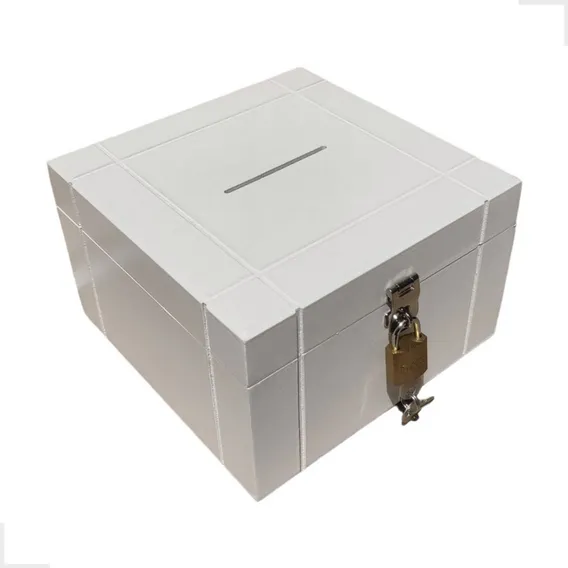 Cofrinho Porta Dinheiro Bau Cofre Caixinha Caixa Cofre Decor Cor Branco Liso Foto 1