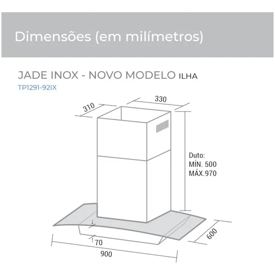 Coifa Ilha Jade 90 Cm Inox Suggar 127V Foto 1