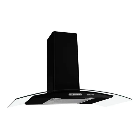 Coifa Parede Fogatti Vidro Curvo Duto Slim Black 90cm Cor Preto 220V Foto 1