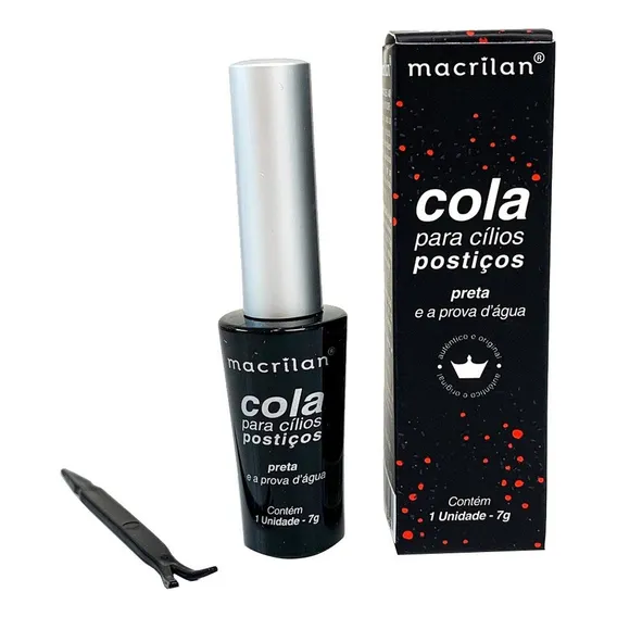Cola De Cílios Postiços Macrilan Base D'água 7gr Cor Preta Foto 1