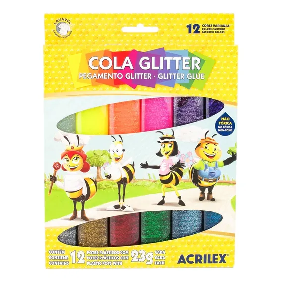 Cola Glitter Acrilex Cola Glitter 12 Cores Foto 1