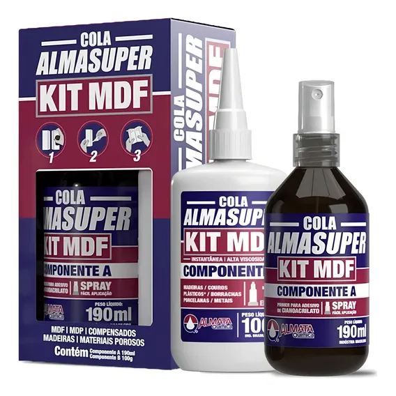 Cola Instantânea Almasuper Kit Para Mdf Almata Foto 1