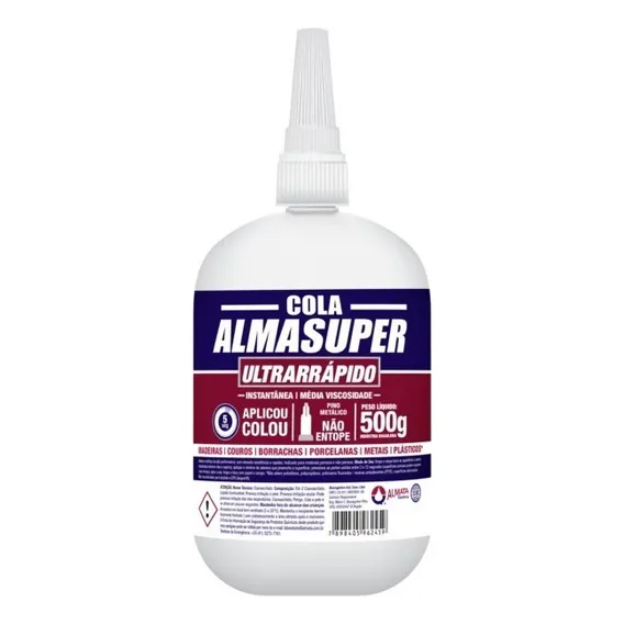Cola Instantânea Almasuper Ultrarrápido 500g - LĂquida Cor Transparente Foto 1