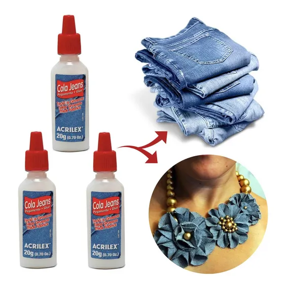 Cola Jeans Tecidos Grossos Alta Fixação 20g Acrilex Kit 3un Foto 1