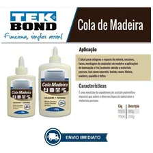 Cola Para Madeira MDF Tek Bond 250gr Colagens E Reparos Foto mini  2