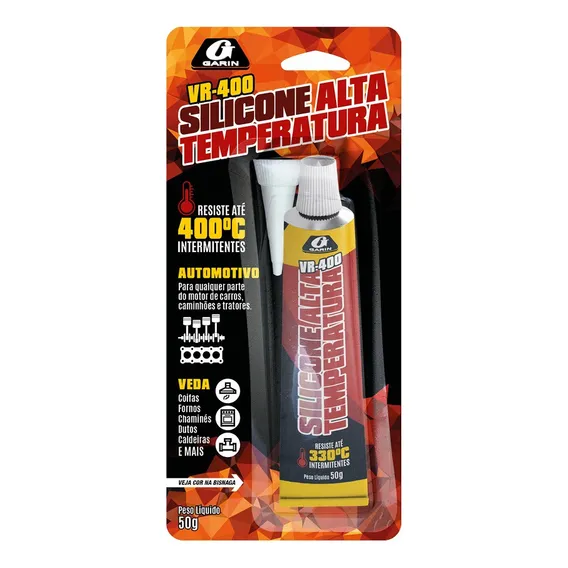 Cola Silicone Alta Temperatura 50g Vermelho Garin Foto 1