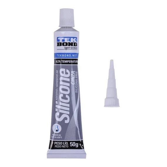 Cola Silicone Motor Alta Temperatura Cinza 50gr Tekbond 12un Foto 1