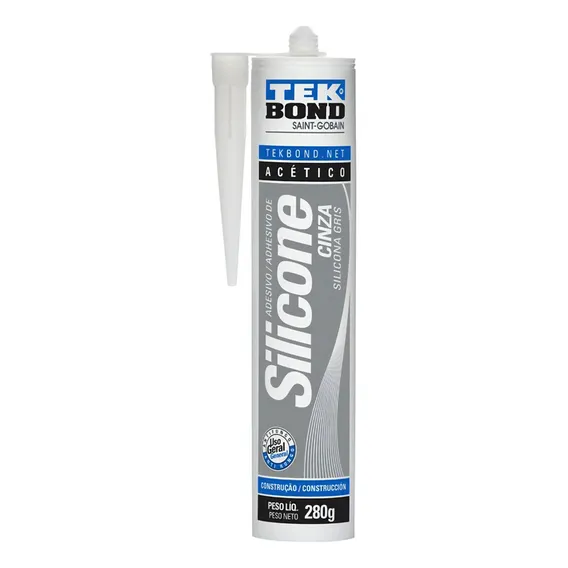 Cola Silicone Tekbond 280g Acetico Cinza 2.201.40.020.00 Foto 1