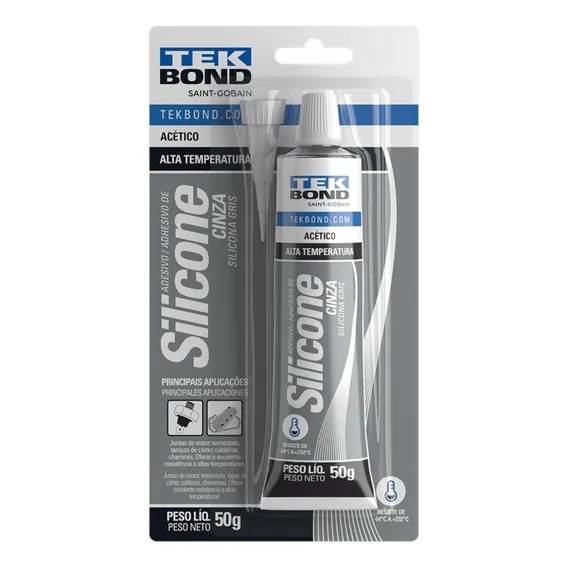 Cola Silicone Tekbond Alta Temperatura Cinza 50g Foto 1