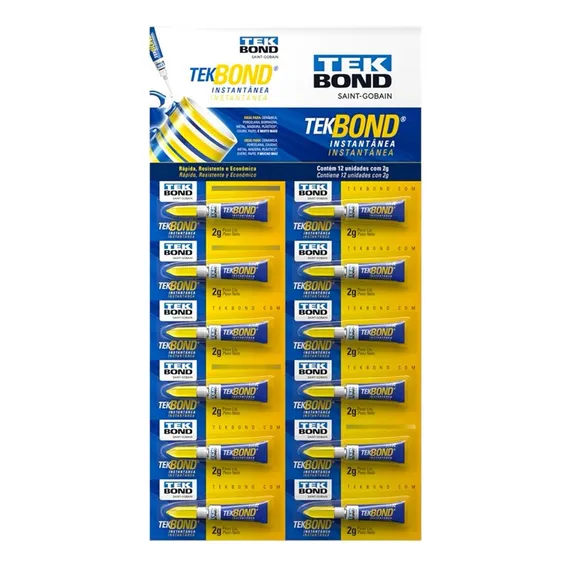 Cola Tek Bond Instantânea 2g Super Bond Cartela Com 12un Foto 1