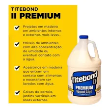 Cola Titebond Ii Premium Wood Glue Para Madeira Galão Foto mini  3