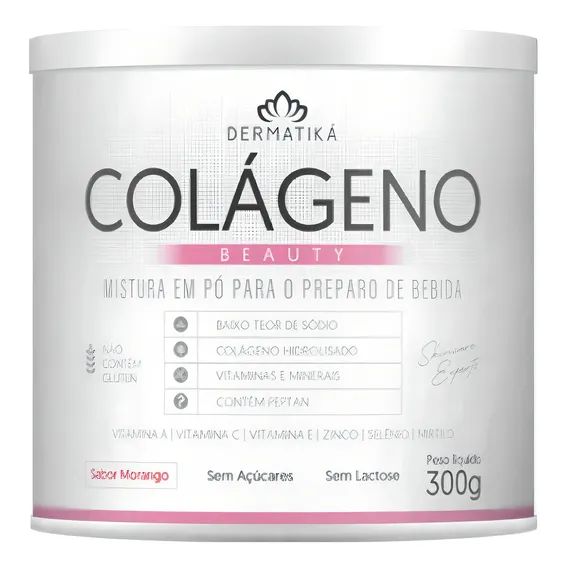 Colágeno Em Pó Beauty Suplemento Sabor Morango 300g Foto 1