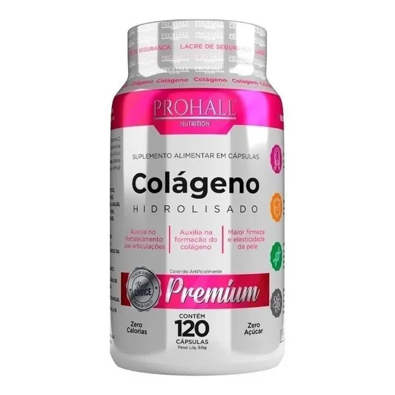 Colágeno Hidrolisado Anti-aging 120 Cápsulas Prohall Sabor Não Tem Foto 1