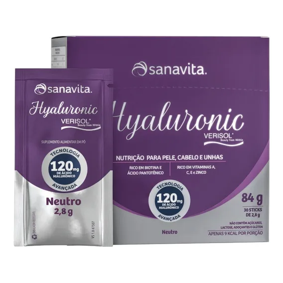 Colageno Sanavita Verisol + Ácido Hialurônico 120mg 30sachês Foto 1