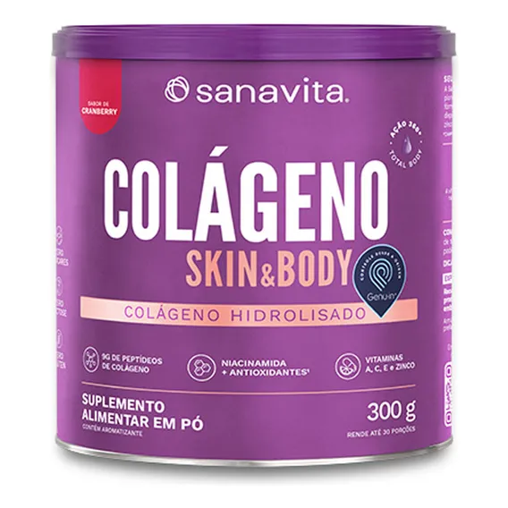 Colágeno skin Cranberry Em Lata de 30 Cáps 300g Sanavita Foto 1