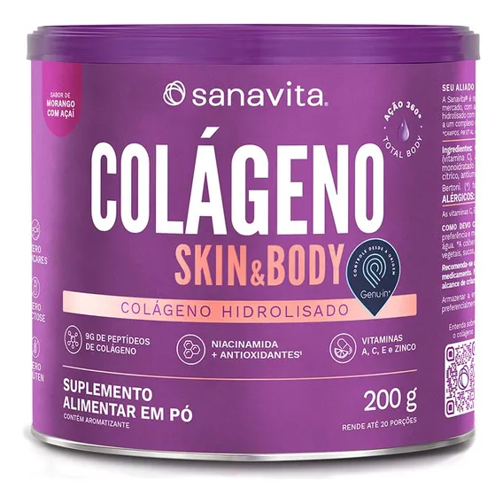 Colágeno Skin Sanavita Morango Com Açaí 200g Foto 1