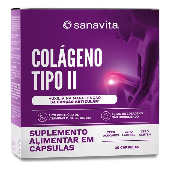 Colágeno Tipo 2 Ii 40mg Sanavita 30 Cápsulas Sabor Sem sabor Foto 1