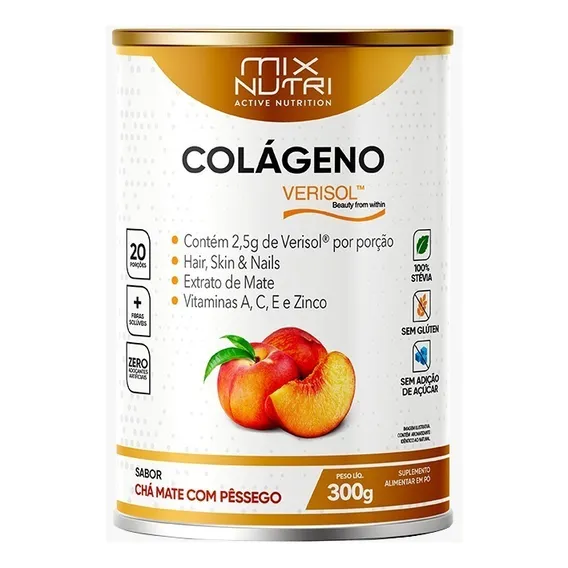 Colágeno Verisol 300g Mix Nutri Chá Mate Com Pessego Foto 1