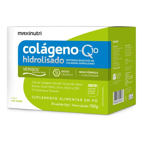 Colágeno Verisol Sachês Uva Verde 30x5g + Q10 Maxinutri Foto 1